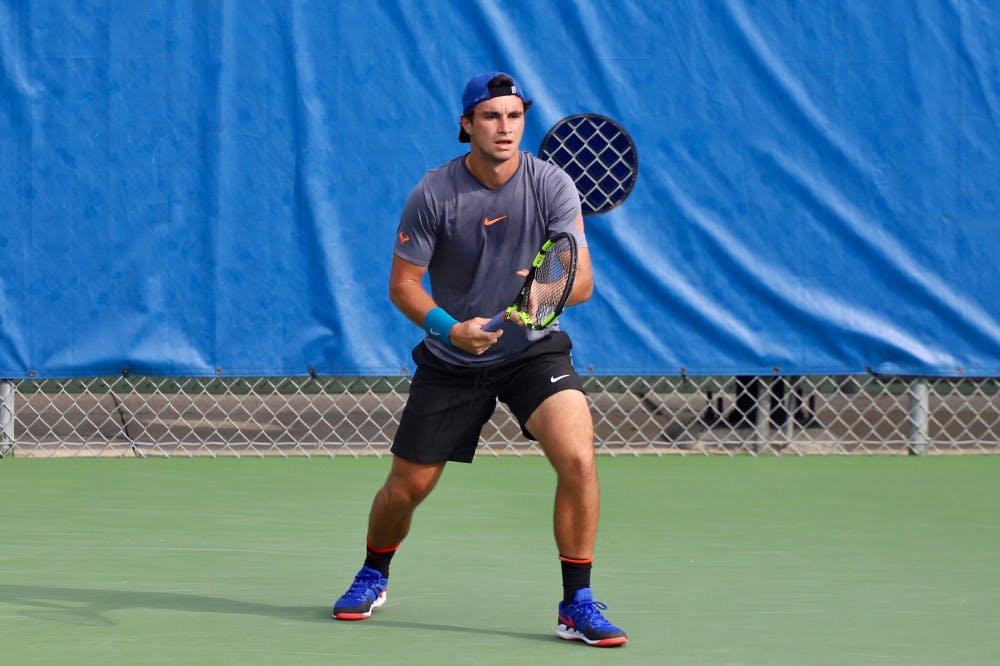 <p>Senior Duarte Vale at the ITA Tournament in Gainesville last season. This fall, the Gators will be limited to a three-match, conference only schedule.</p>