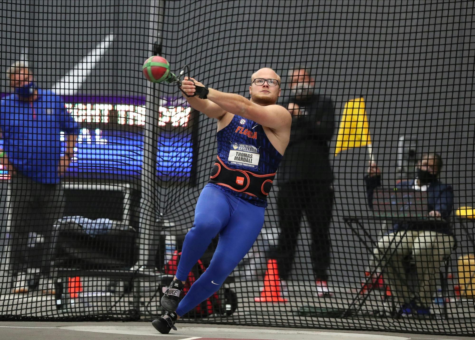 Florida's Thomas Mardal competes during the SEC Indoor Track and Field Championships on Thursday, February 25, 2021 at Randal Tyson Track Center in Fayetteville, Ark. / UAA Communications photo by Alex de la Osa