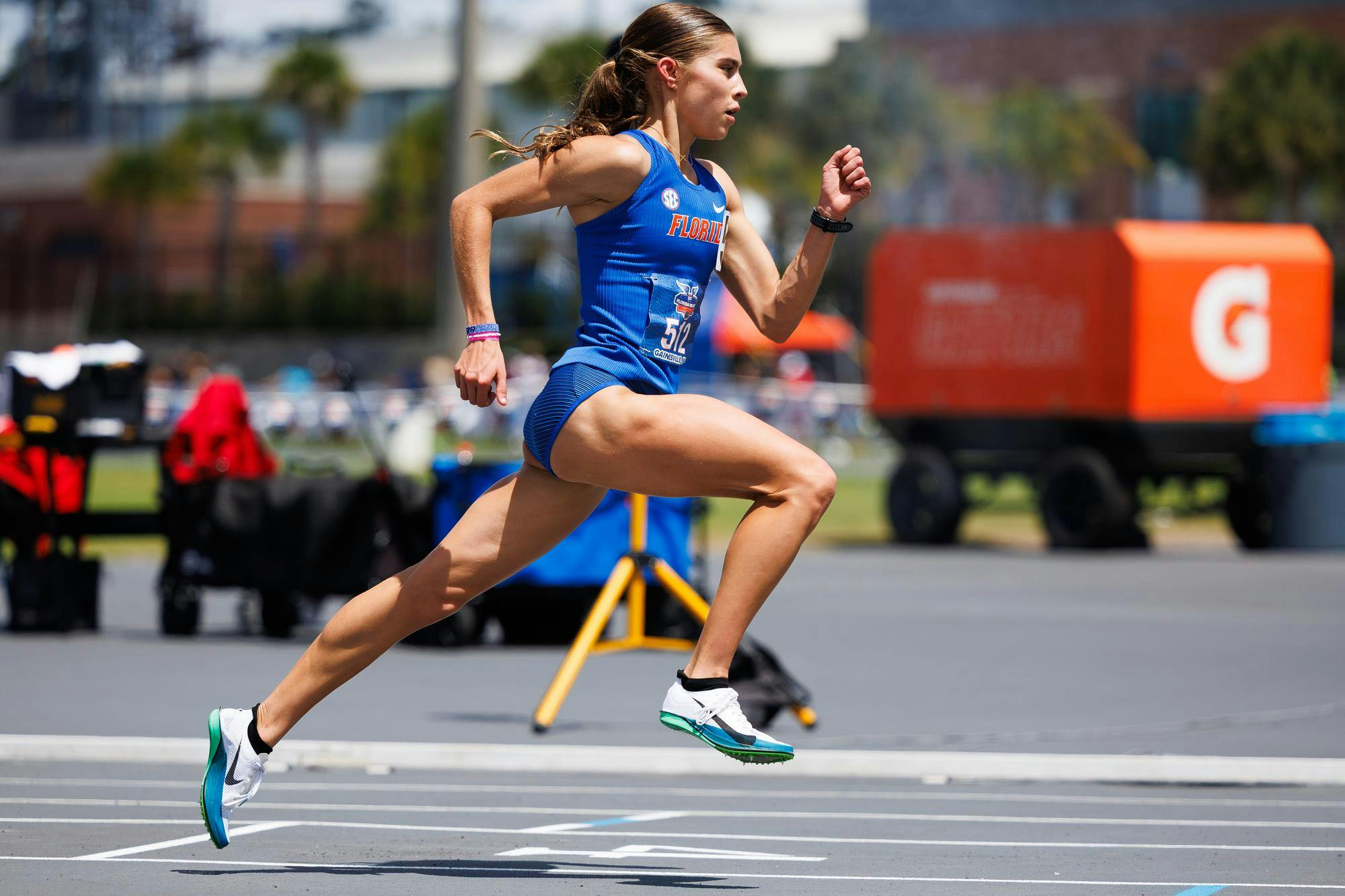 Claire Stegall runs the 800 meters during the Pepsi Florida Relays, Saturday, April 4, 2026, in Gainesville, Fla.