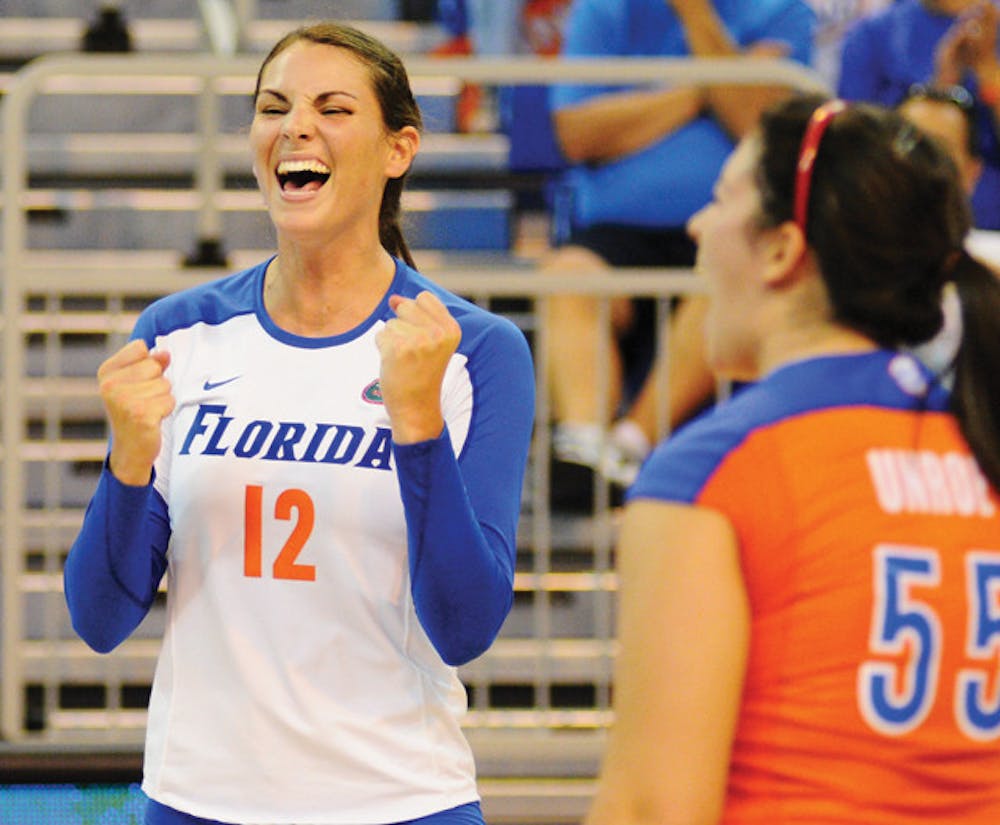<p>Florida senior Kelly Murphy led the Gators with a triple-double (12 kills, 17 assists and 10 digs) in the team’s win against Florida State on Tuesday in the O’Connell Center. The Gators have not dropped a set this season.</p>