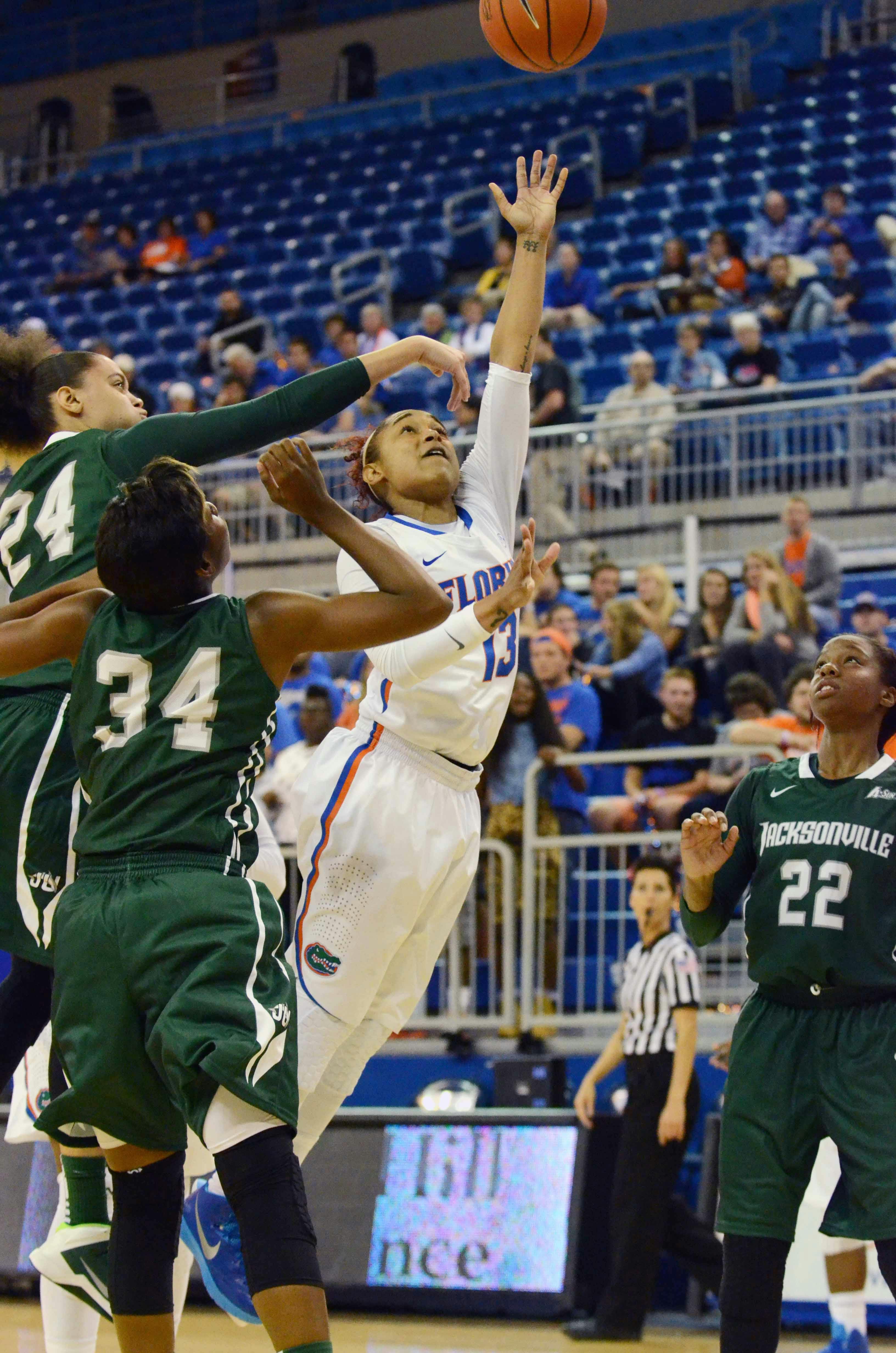 Cassie Peoples goes for a layup during Florida's season-opening win against Jacksonville.