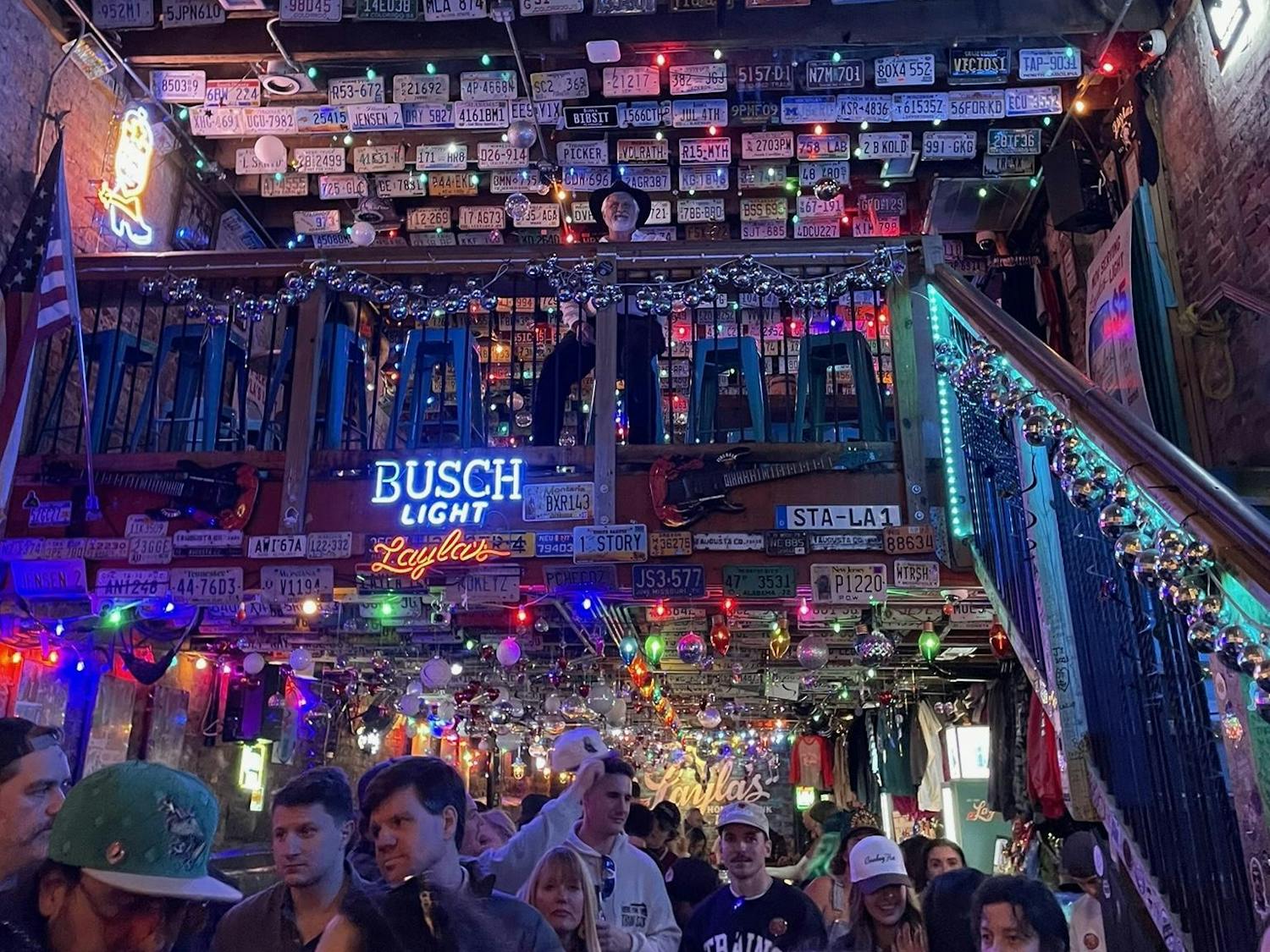The crowd inside Layla’s Honky Tonk, Saturday, Feb. 21, 2026, in downtown Nashville, Tenn.