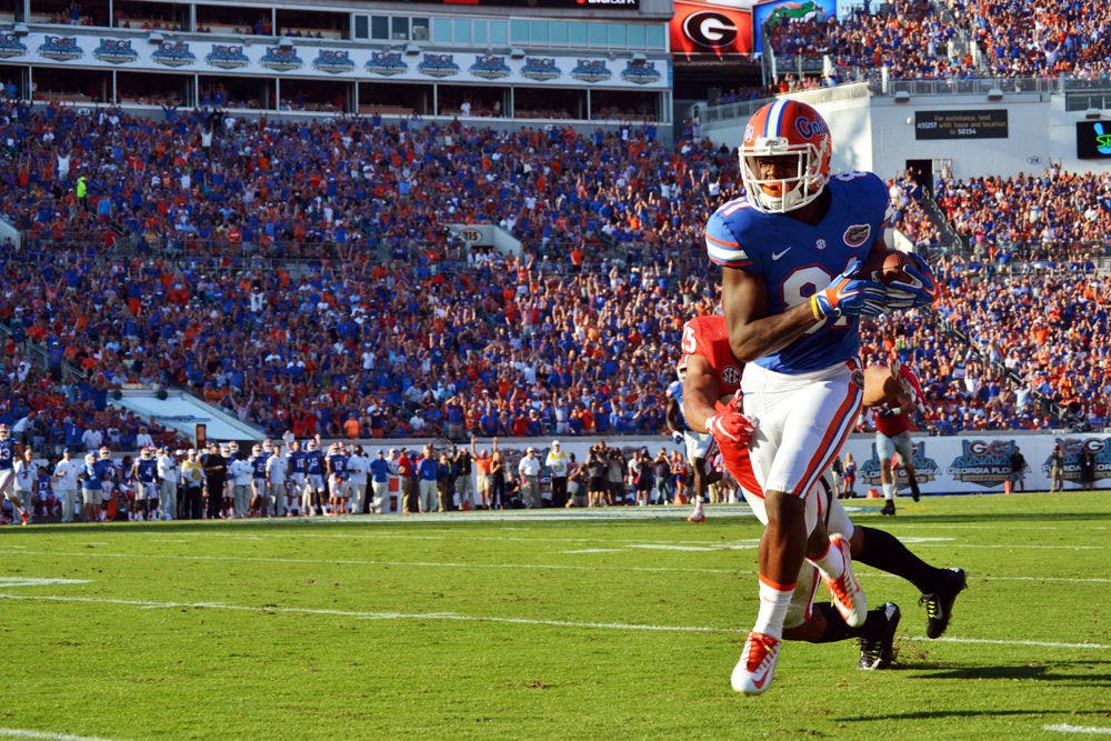 <p>UF wide receiver Antonio Callaway breaks free for a 66-yard touchdown during Florida's 27-3 win against Georgia on Oct. 31, 2015, at EverBank Field in Jacksonville.</p>