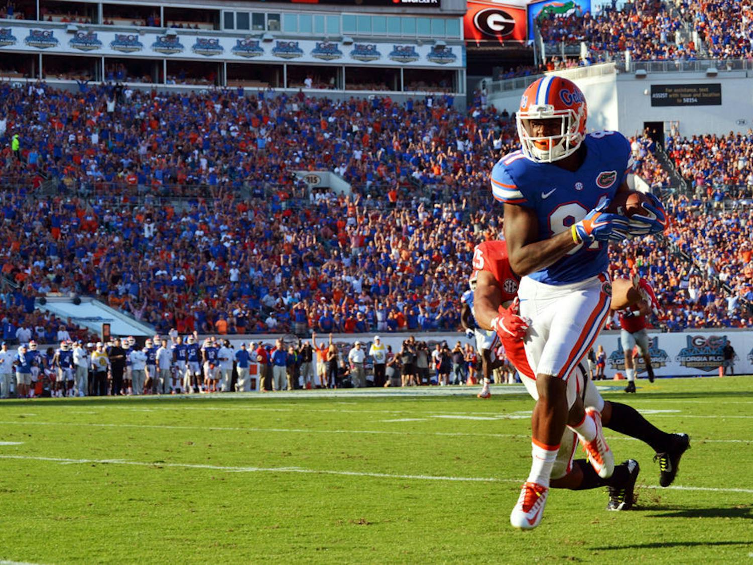 UF wide receiver Antonio Callaway breaks free for a 66-yard touchdown during Florida's 27-3 win against Georgia on Oct. 31, 2015, at EverBank Field in Jacksonville.