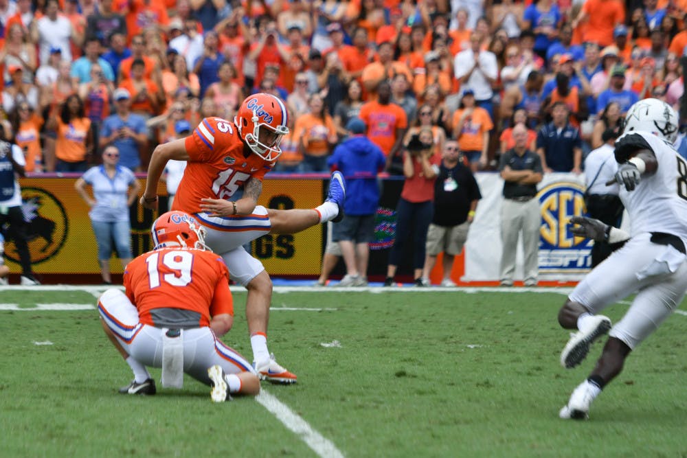 <p>Eddy Pineiro missed the first extra point of his career on Saturday against LSU, making the difference in a 17-16 loss for Florida on Homecoming.</p>