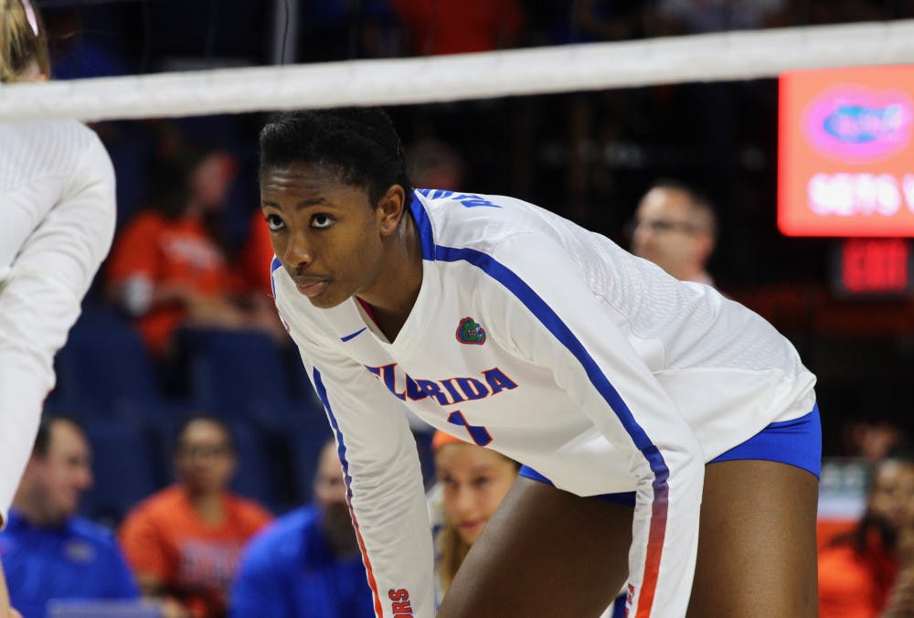 <p>Florida middle blocker Rhamat Alhassan's career at UF came to close Saturday night in the 2017 NCAA national championship match following a 3-1 Gators loss to Nebraska.</p>