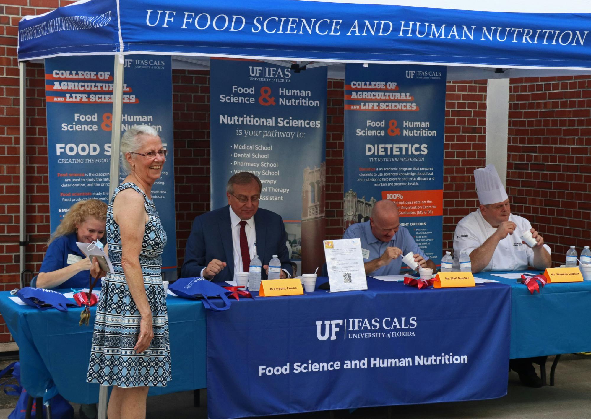 Susan Percival, Food Science and Human Nutrition Department chair, smiles while the judges taste chili during the Chili Cook Off on Friday, Oct. 15, 2021. The fundraising event was a part of Food Week 2021.