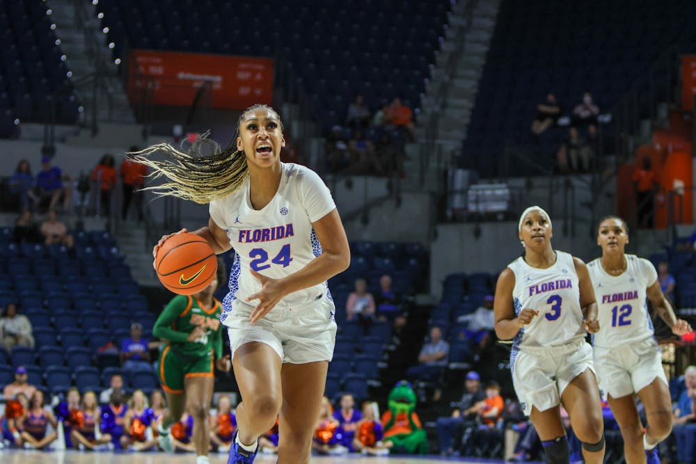 <p>Florida junior center Ra Shaya Kyle dribbles the ball in the Gators&#x27; 83-55 victory over the Florida A&amp;M Rattlers Monday, Nov. 7, 2022. She tied her season high from that game with 15 points in Florida&#x27;s win over UNC Greensboro Sunday, Dec. 18, 2022.</p>