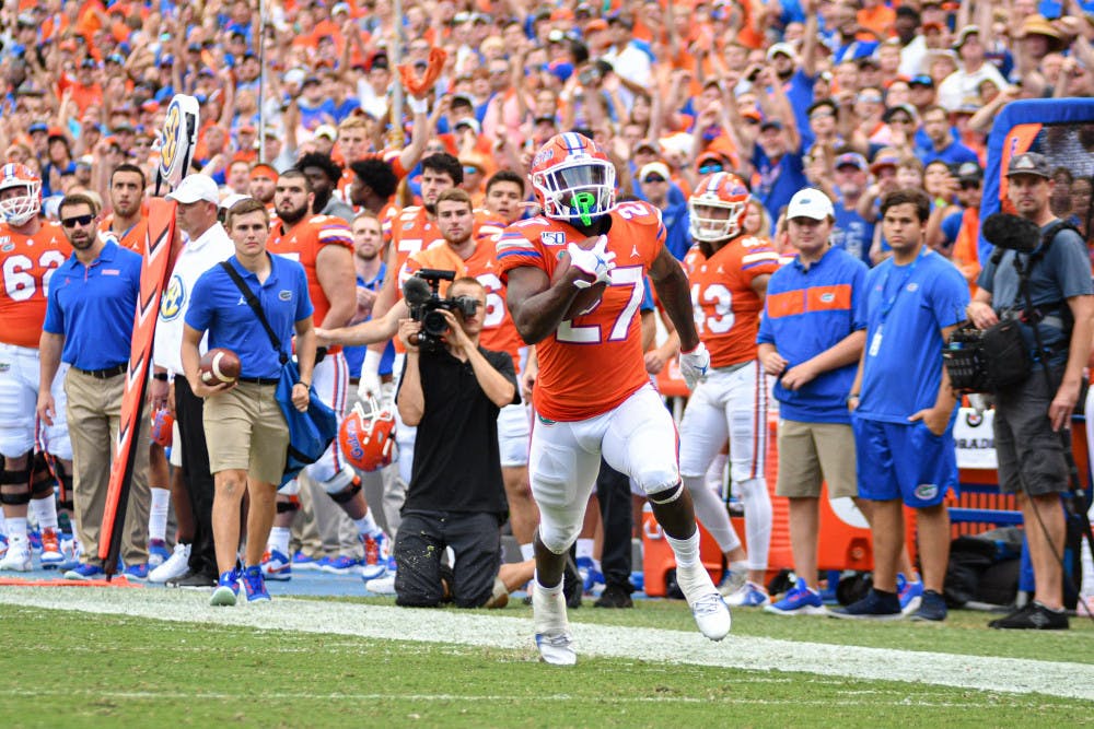 Running back Dameon Pierce had a season-high 84 yards rushing against Towson.
