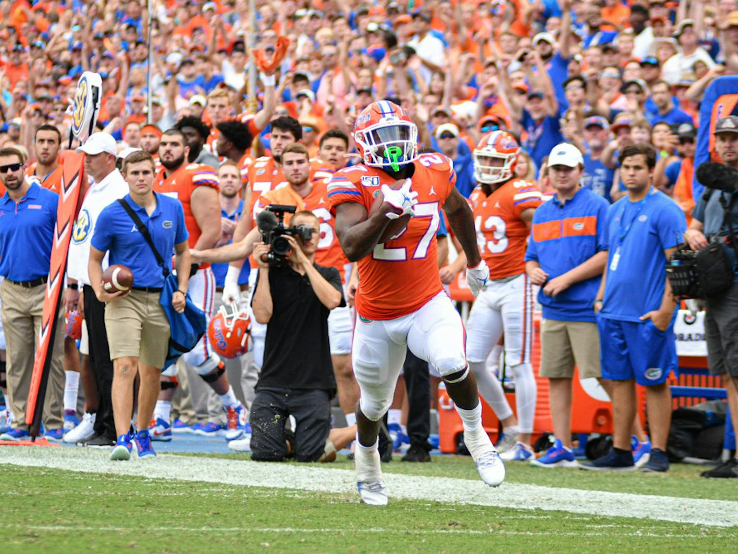 Running back Dameon Pierce had a season-high 84 yards rushing against Towson.