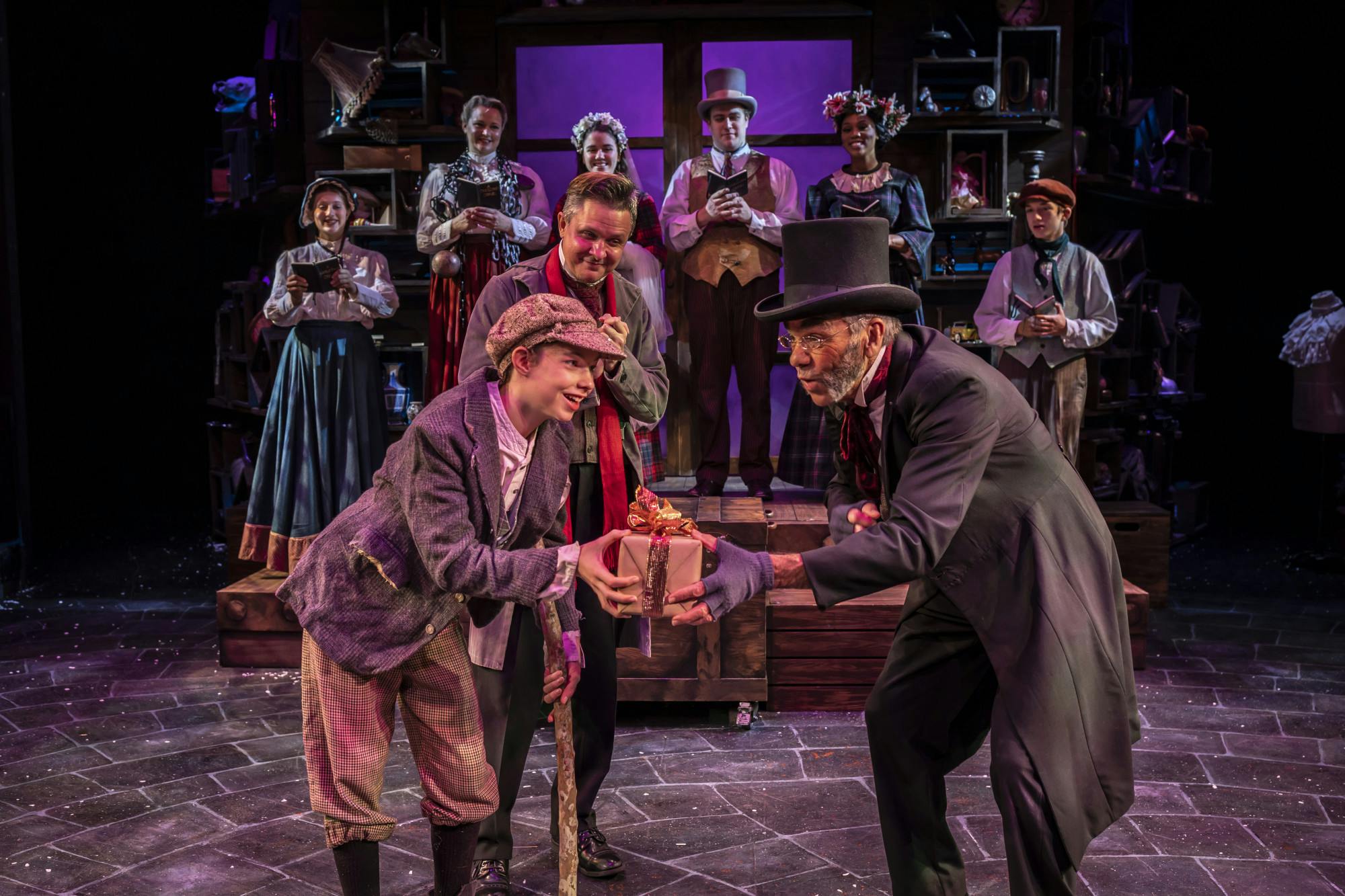 Actors from The Hippodrome are seen on stage for A Christmas Carol. ﻿