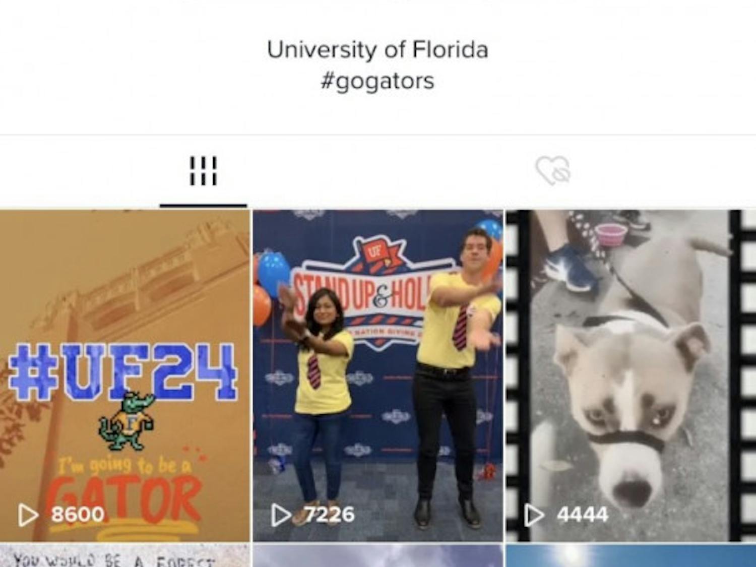 The official UF account combines Gator content with popular TikTok trends.