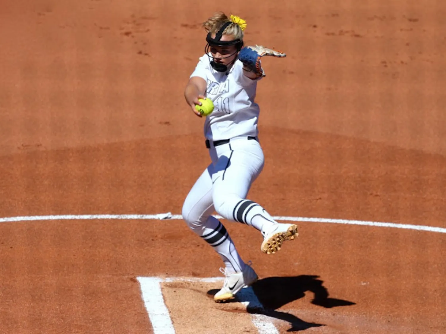 UF pitcher Kelly Barnhill winds up during Florida's 5-0 win against Georgia on April 8, 2017, at Katie Seashole Pressly Stadium.