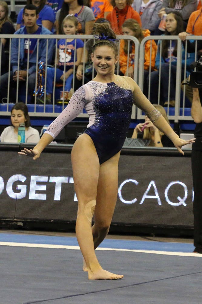 Bridgette Caquatto performs her floor exercise routine during UF's win against Auburn.