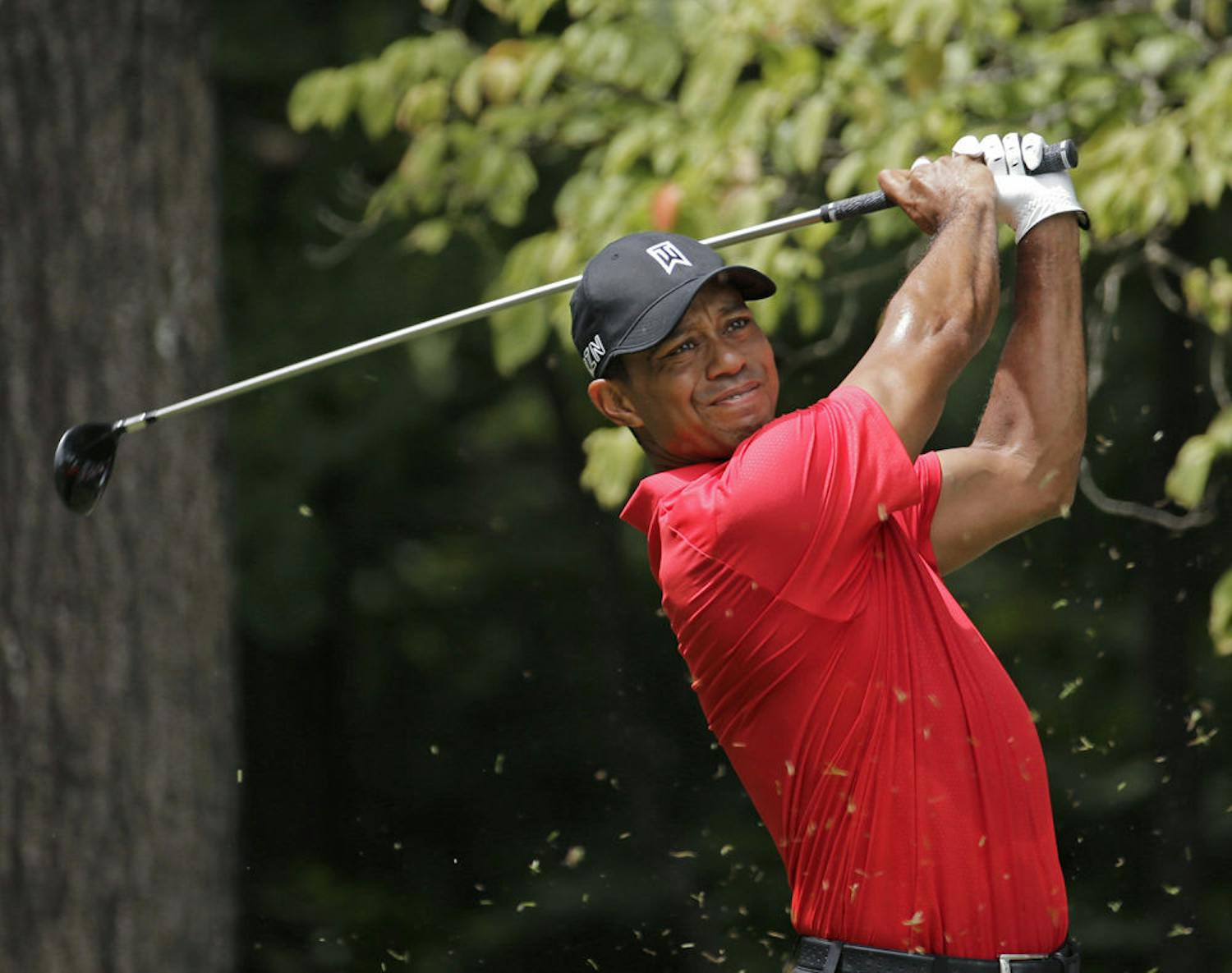 FILE - In this Aug. 23, 2015, file photo, Tiger Woods watches his tee shot on the second hole during the final round of the Wyndham Championship golf tournament at Sedgefield Country Club in Greensboro, N.C. Tiger Woods has posted a video of him swinging a 9-iron in a golf simulator. His agent says the video was posted to rebut rumors on social media that he had taken a turn for the worse following two back surgeries last fall. Mark Steinberg of Excel Sports Management said Monday, Feb. 22, 2016, that the rumors were ridiculous. (AP Photo/Chuck Burton, File)
