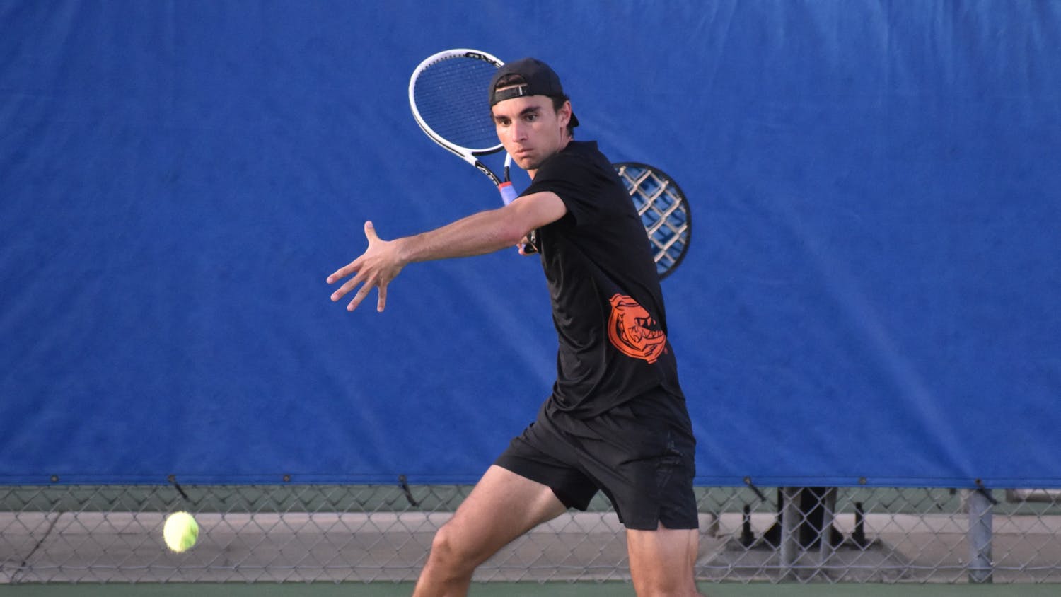 Florida doubles pair Duarte Vale (above) and Abedallah Shelbayh opened Sunday&#x27;s match against UCF with a dominant 6-1 doubles victory. Photo from UF-TCU game March 17, 2021.