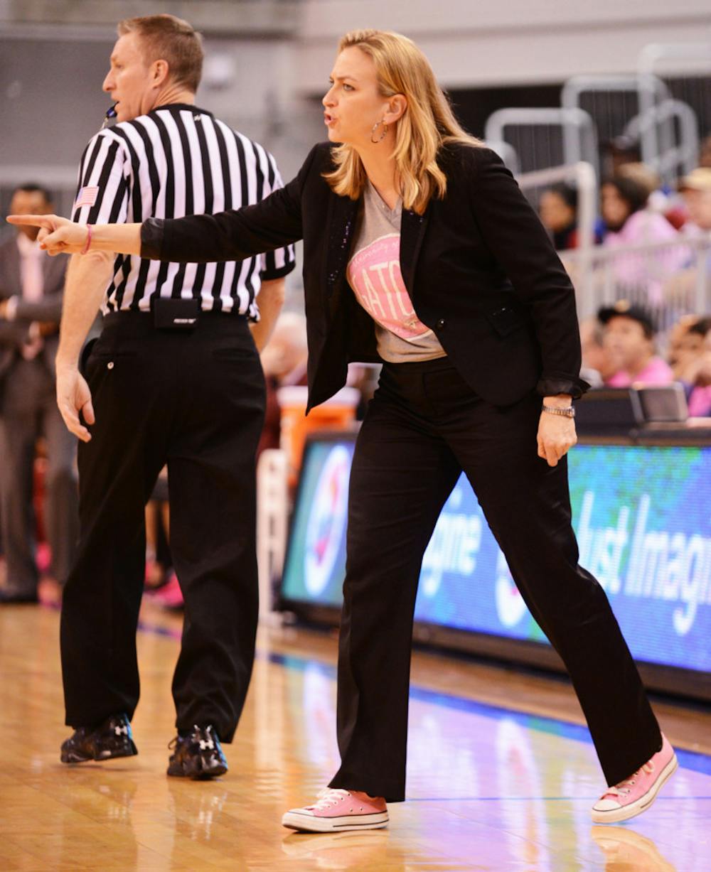 <p><span>Coach Amanda Butler calls out a play during Florida’s 87-54 win against Alabama on Feb. 3 in the O’Connell Center.</span></p>
<div><span><br /></span></div>