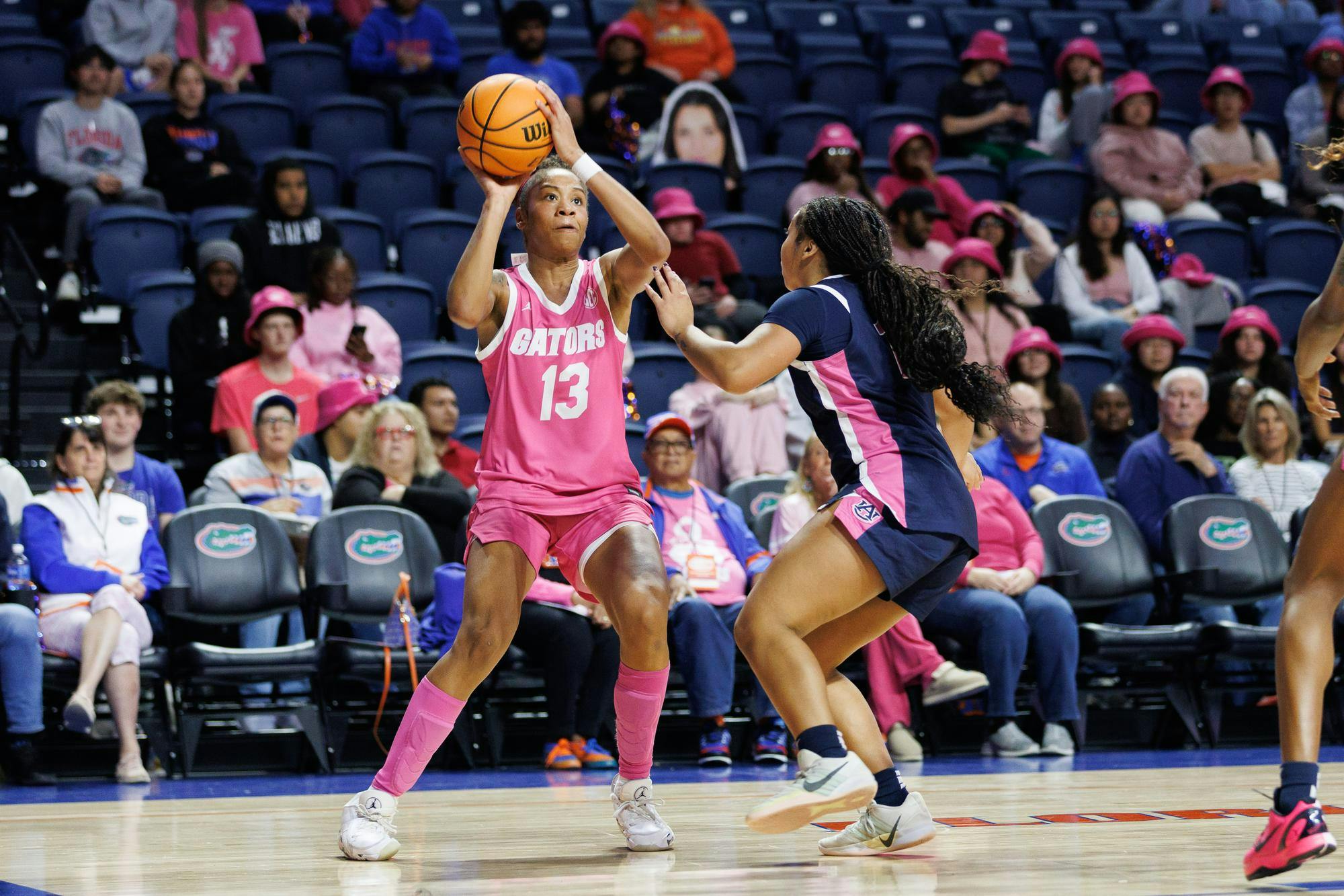 Florida guard Lalia Reynolds (13) shoots during the second half of an NCAA basketball game against Auburn, Thursday, Feb. 5, in Gainesville, Fla.