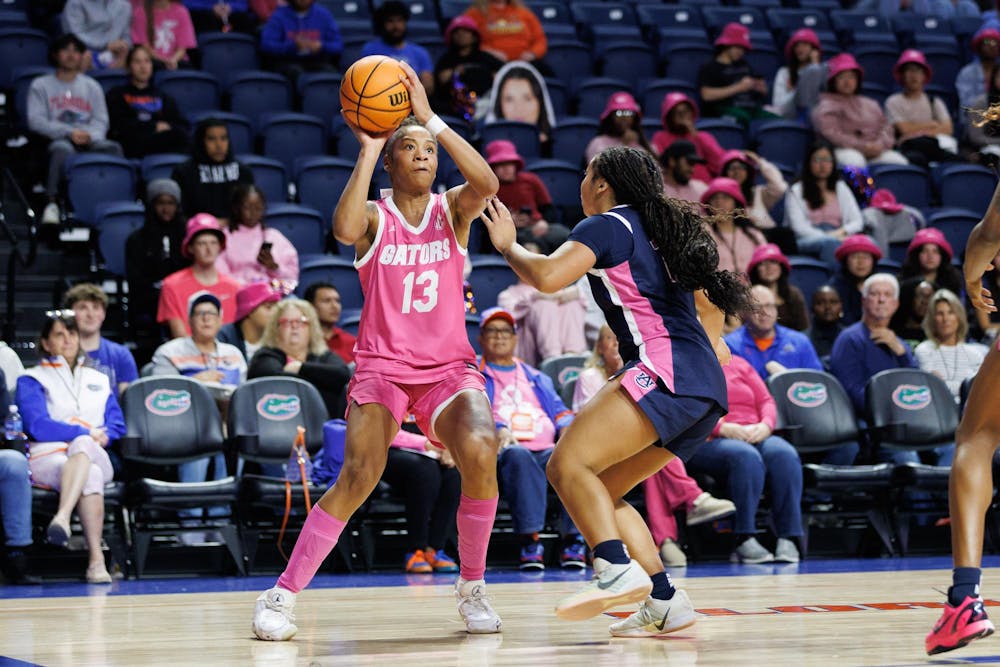 Florida guard Lalia Reynolds (13) shoots during the second half of an NCAA basketball game against Auburn, Thursday, Feb. 5, in Gainesville, Fla.