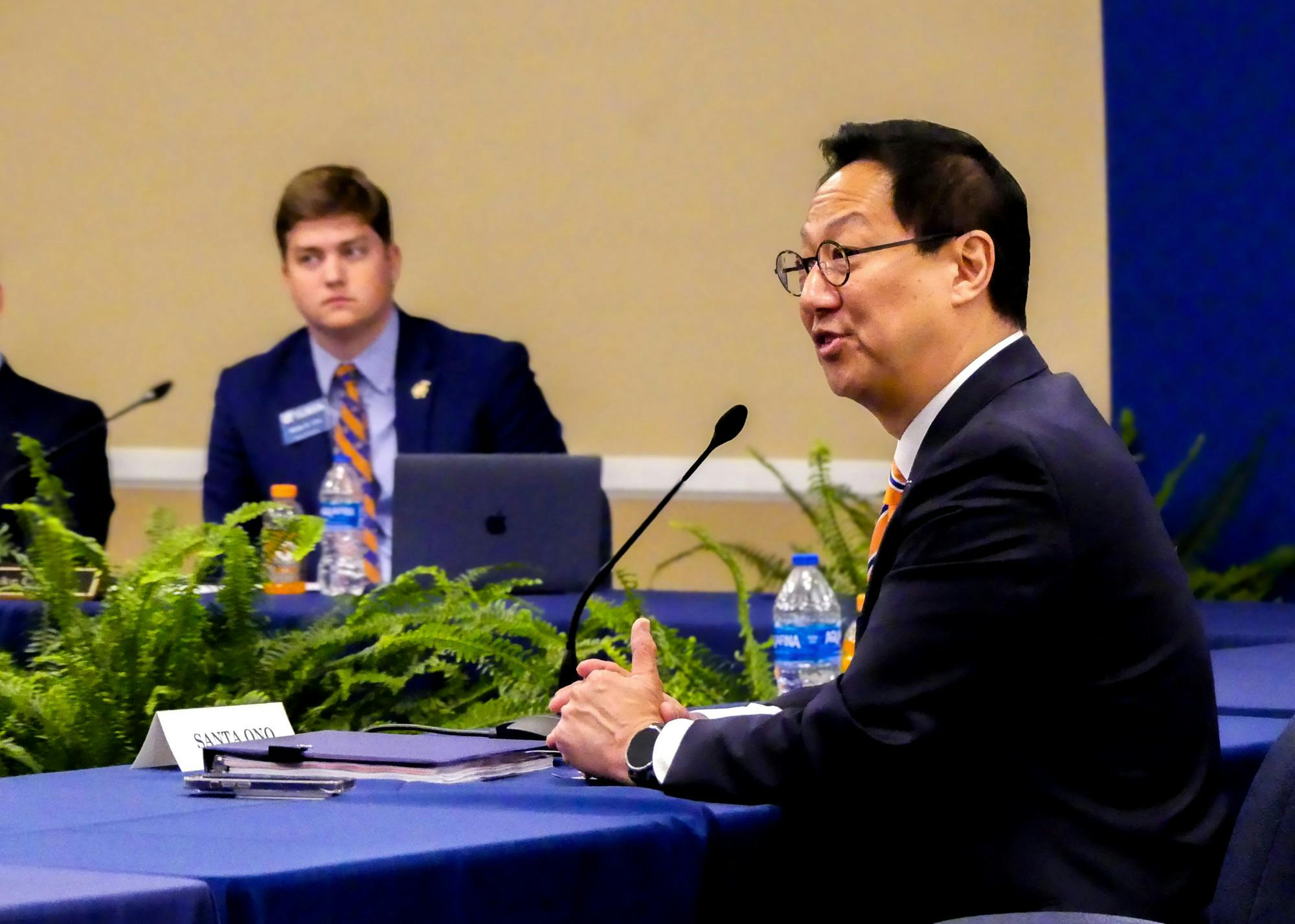 Dr. Santa Ono addresses the Board of Trustees on Tuesday, May 27, 2025. 