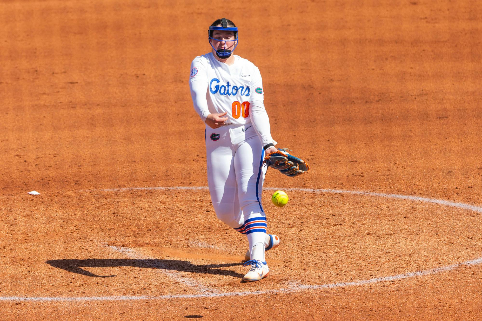 Florida right-handed pitcher Ava Brown subbed in the fifth inning during the Gators’ 8-0 win over UIC, Sunday, Feb. 25, 2024.