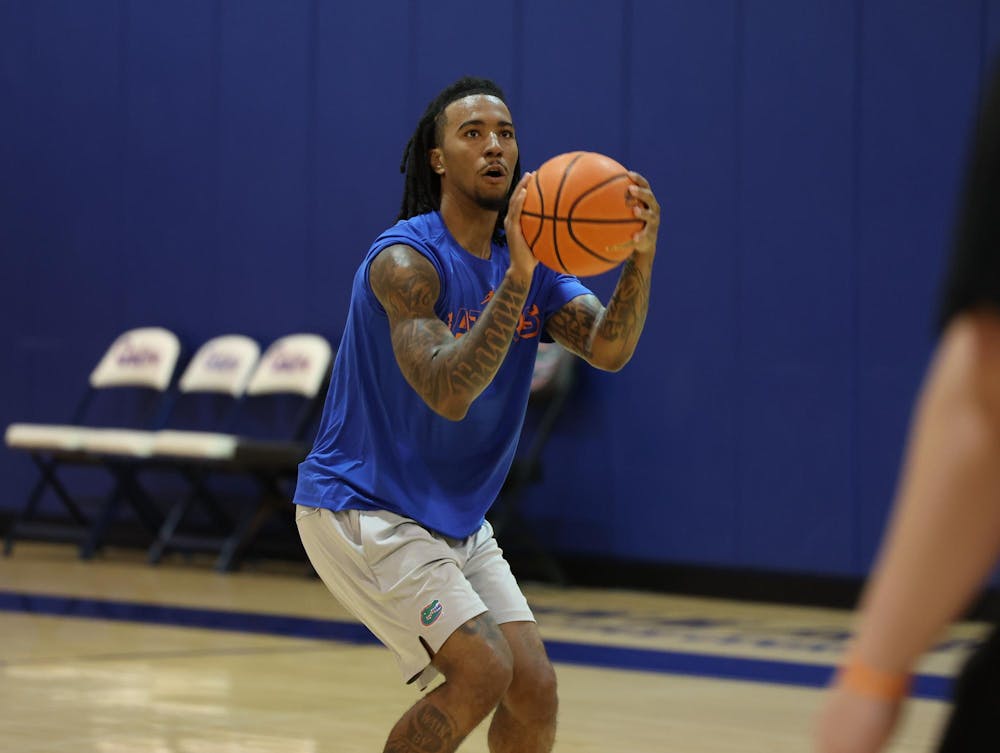 Boogie Fland shoots during the Gators' workout on Monday, June 9, 2025 in Gainesville, FL / UAA Communications photo by Maddie Washburn