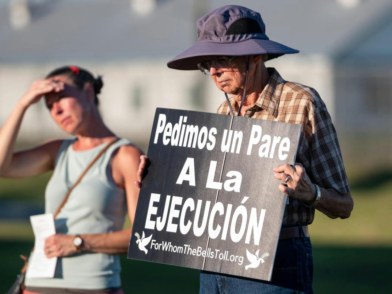 Protestors gather together in prayer outside of the Florida State Prison in Raiford in opposition to the execution of Samuel Lee Smithers. Smithers was executed in Raiford, Fla., on Oct. 14, 2025.