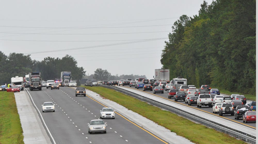 <p>A northbound traffic jam on Interstate 75 is shown in this Alligator file photo. Reporter Meredith Rutland experienced gridlocked traffic similar to this on her drive from Miami Shores to Gainesville on Sunday.</p>