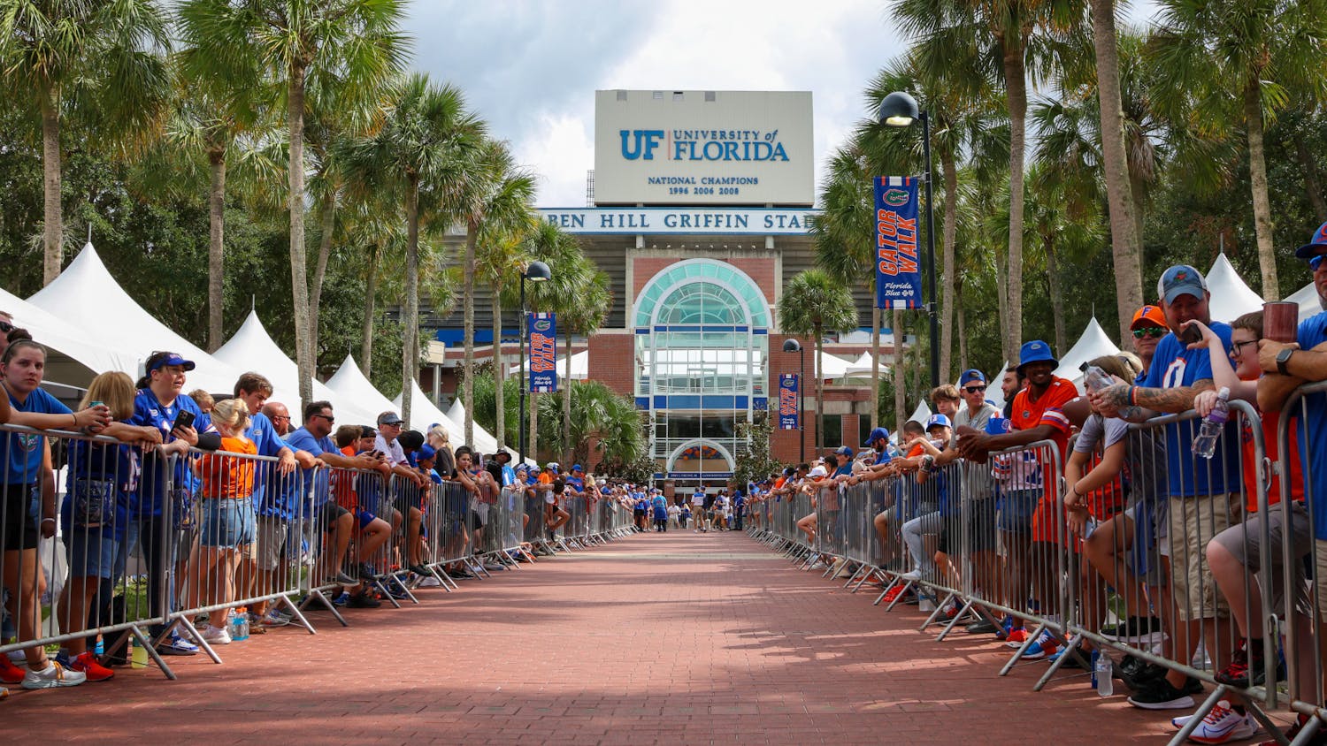 Florida fans line up outside of Ben Hill Griffin Stadium for Gator Walk Saturday, Sept. 3, 2022. The game welcomed the largest season-opener crowd in UF history as 90,799 fans filled the stands. 