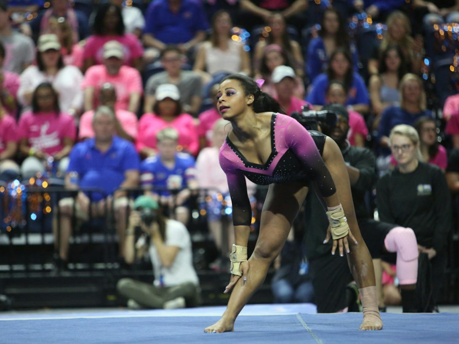 Senior Kennedy Baker tore her Achilles tendon in the final performance of Friday's meet with Arkansas. 