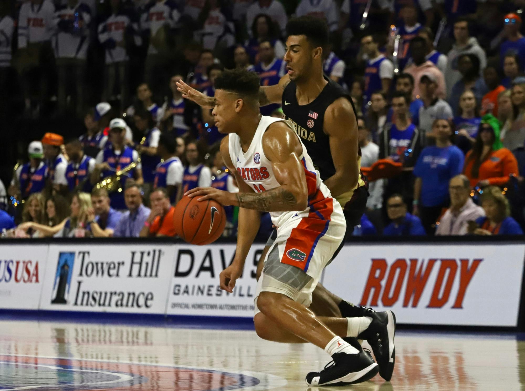 Gators forward Keyontae Johnson at Florida&#x27;s game against FSU in 2019. Johnson is entering the transfer portal, per multiple reports.