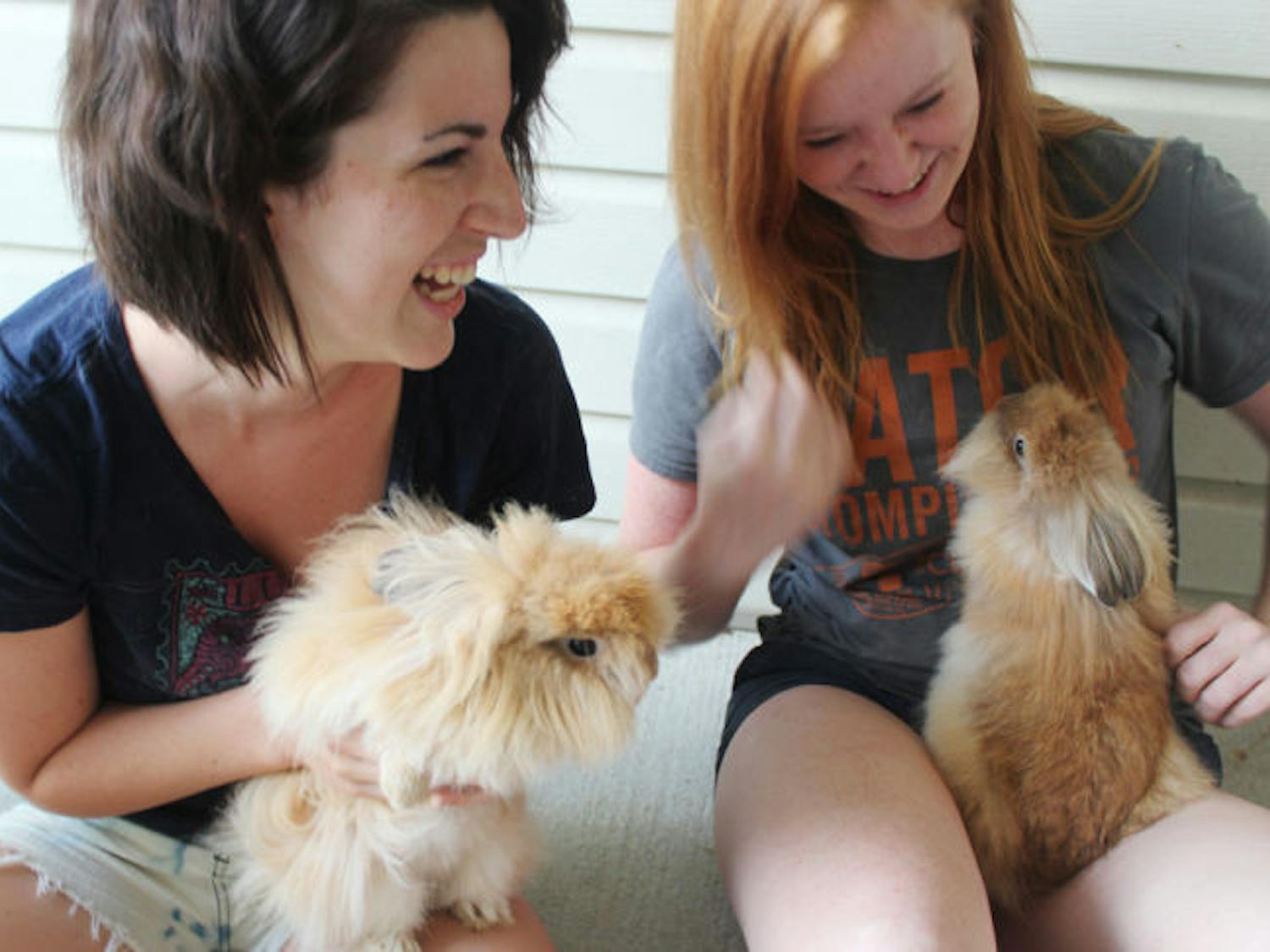 Psychology sophomore Stephanie Jelnicky, 19, and biological engineering sophomore Mary Regan, 18, hold bunnies Dory and Julie, who they fostered through the Gainesville Rabbit Rescue.
&nbsp;
