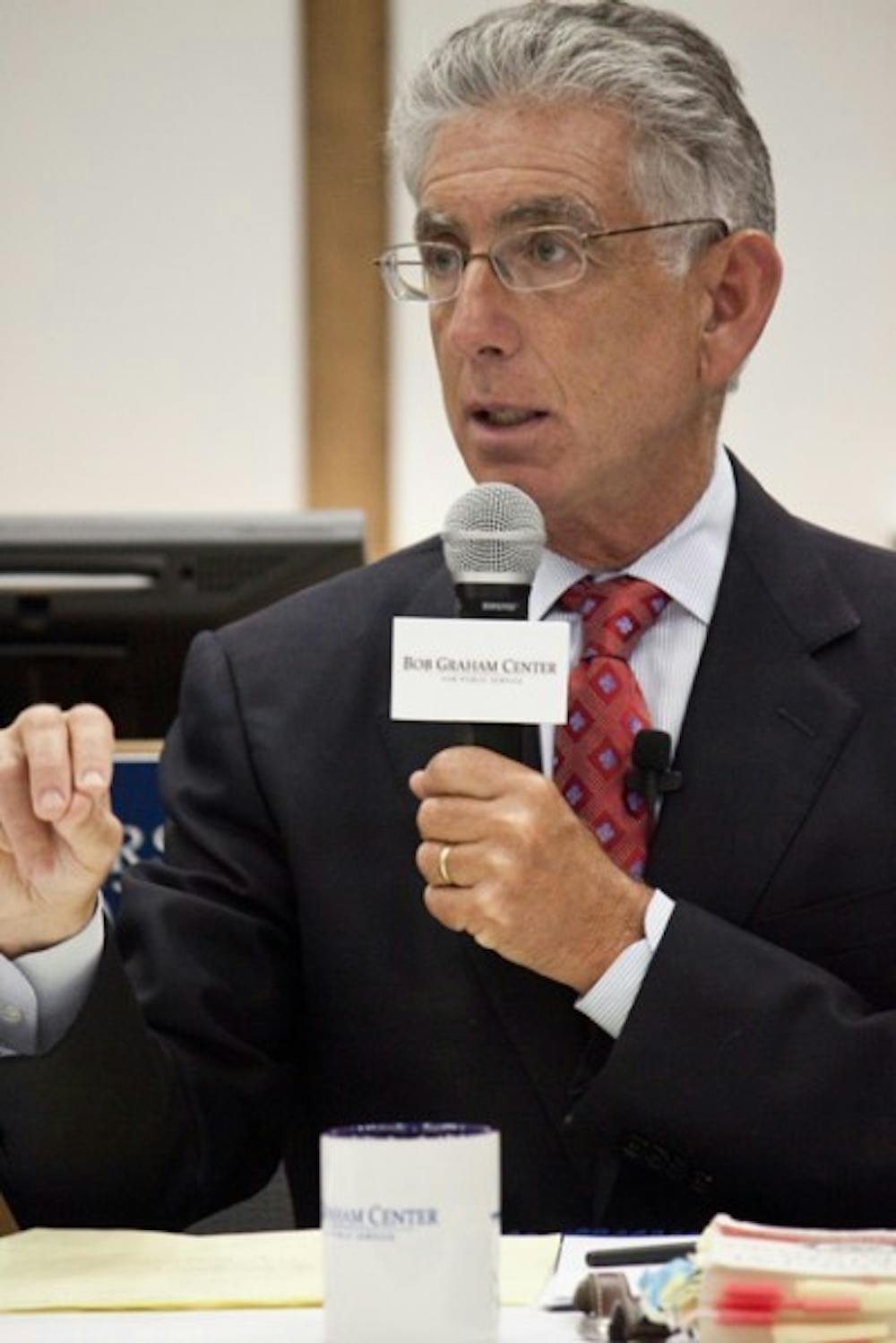 <p>Phil Angelides, who chaired the U.S. Financial Crisis Inquiry Commission, discussed the current economic and financial crisis to students and faculty in Pugh Hall Thursday night.</p>