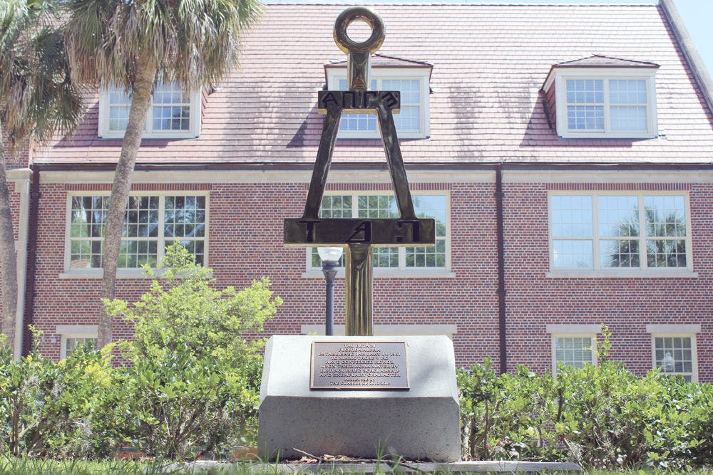 <p>Pictured is the Tau Beta Phi monument titled “The Bent of Tau Beta Phi,” which will be officially unveiled today at 4:45 p.m. next to Weil Hall.</p>