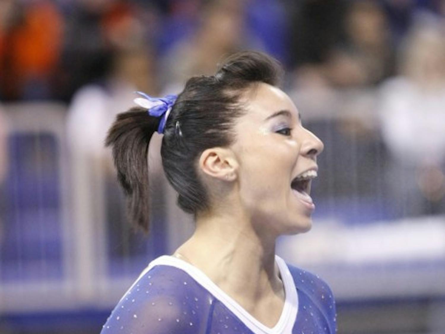 Gators gymnast Marissa King posted season highs on beam (9.95) and bars (9.925) in No. 1 Florida’s win against No. 3 Georgia last week.

