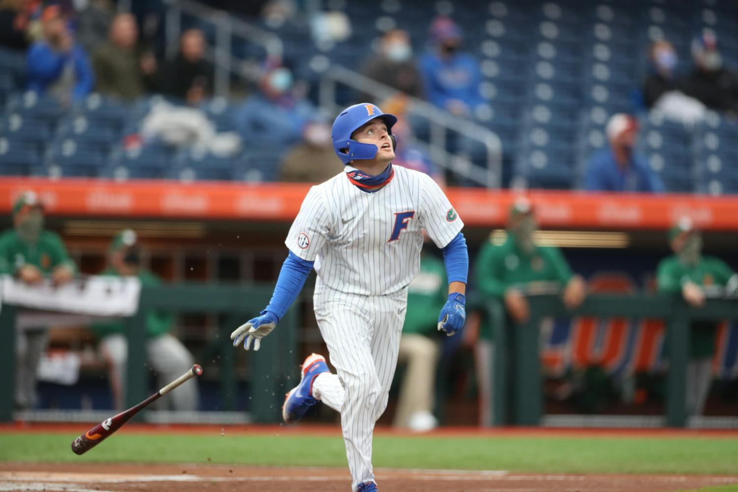 Hickey’s grand slam in the sixth opened the floodgates. Photo from UF-Miami game Feb. 19. Courtesy of the SEC Media Portal.