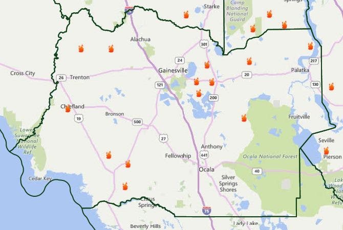 As of Friday, there were 68 active wildfires in Florida statewide burning 1,542 acres.&nbsp;