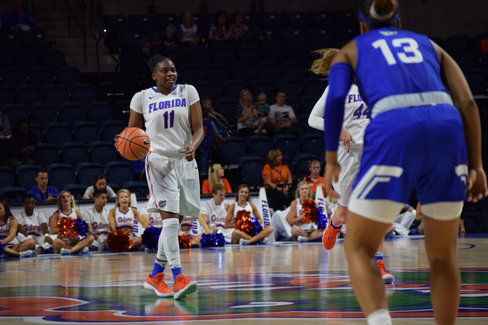 Senior guard Dyandria Anderson led all scorers with a career-high 29 points on 8-of-11 shooting while going 6-of-7 from behind the arc in Florida's 80-61 win over Oklahoma on Sunday at the Lloyd Noble Center in Norman, Oklahoma.