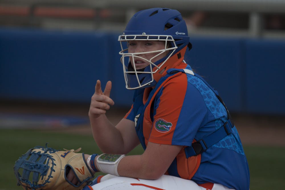 <p>Catcher Janell Wheaton started a Gators rally with the team's first hit of the game in the fifth inning. </p>
