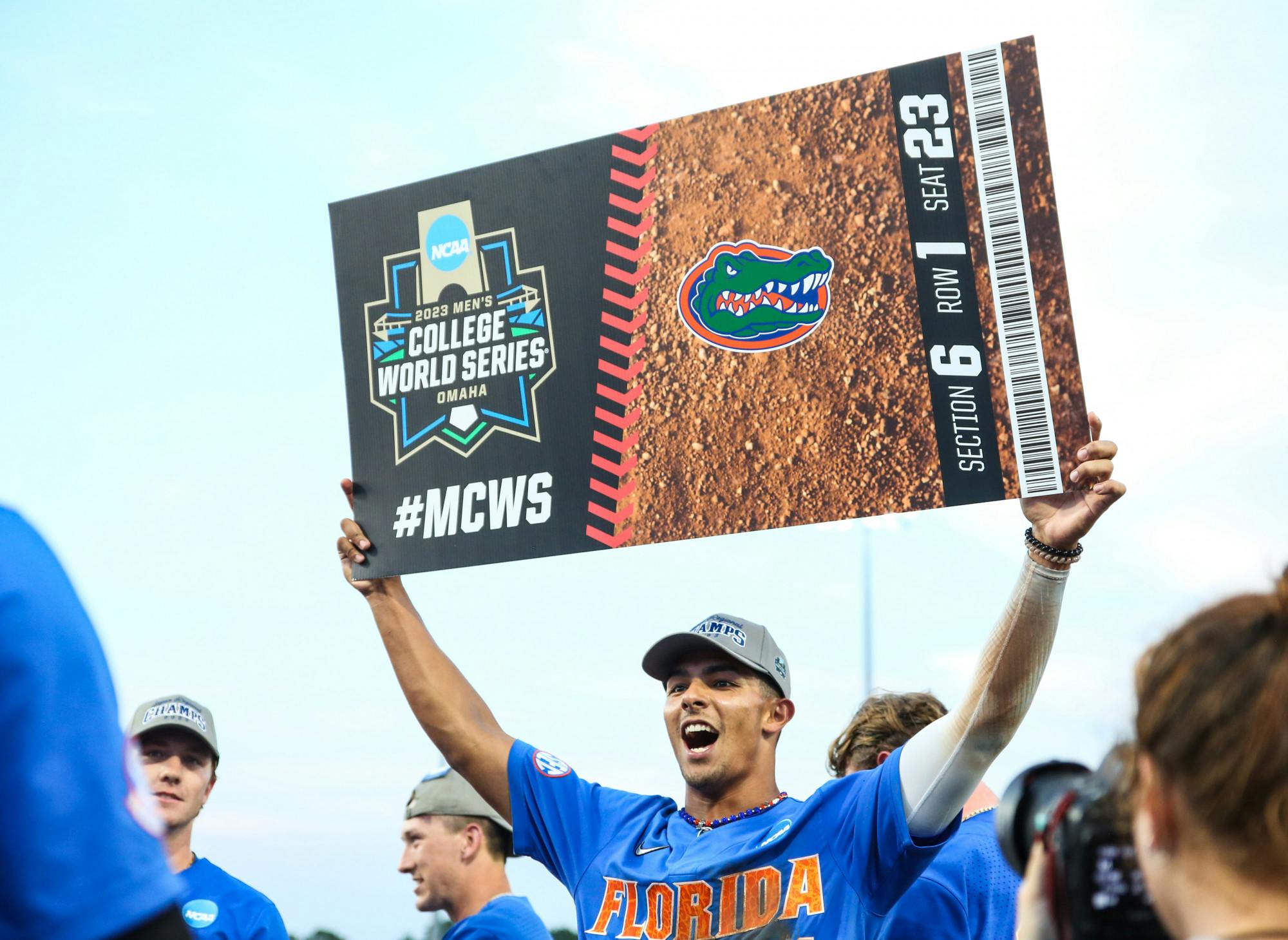 Florida junior shortstop celebrates after the Gators' 4-0 win against South Carolina Saturday, June 10, 2023. 