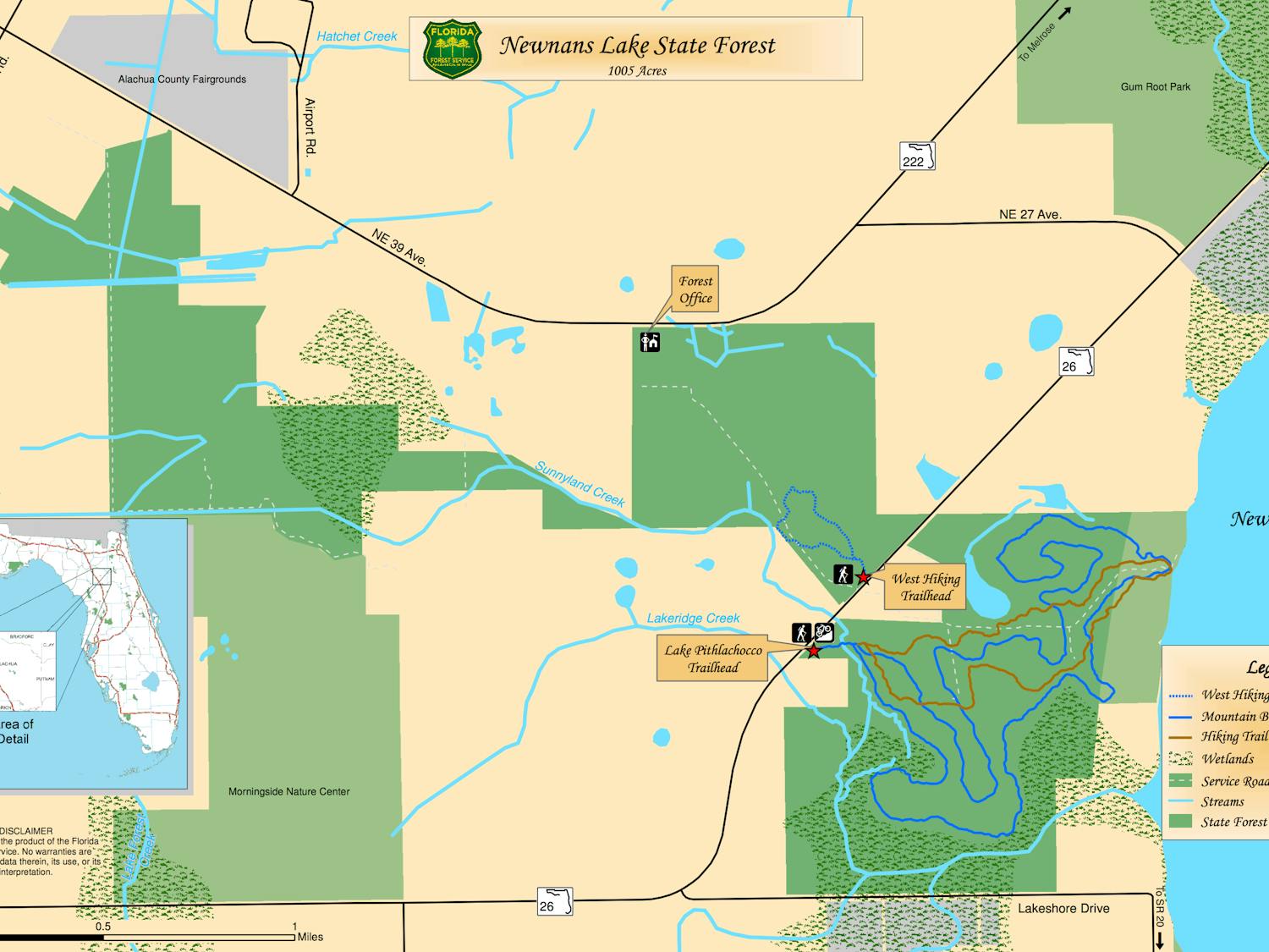 A map of Newnan's Lake State Park, near where the 52-year-old woman went missing and was found.