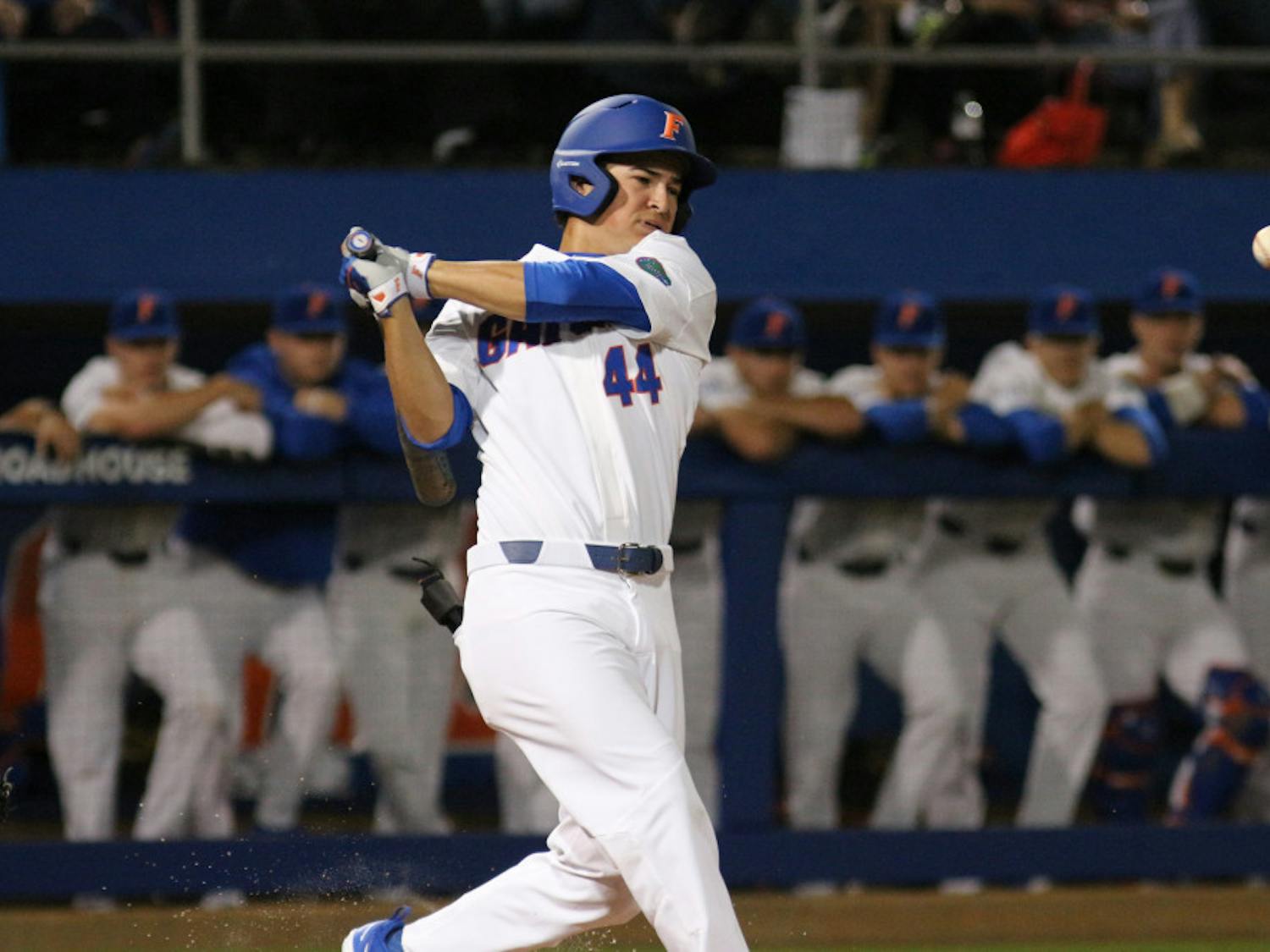 Sophomore Austin Langworthy moved from the leadoff spot to No. 7 in the Gators' lineup Tuesday against North Florida. He finished 1-for-3 with a single and a run scored.