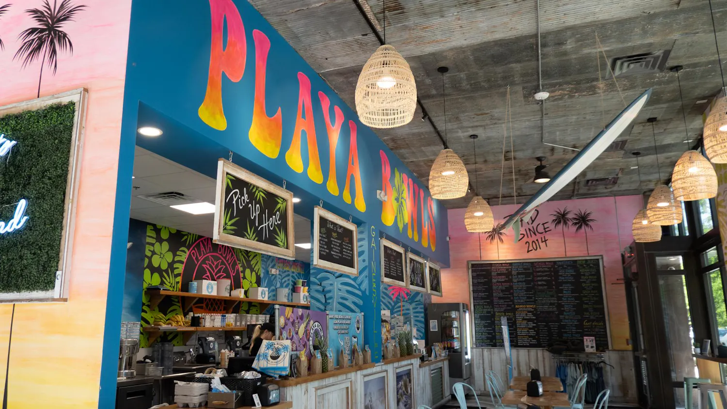 The inside of Playa Bowls sits ready to welcome customers in, Wednesday, May 6, 2026, in Gainesville, Fla.