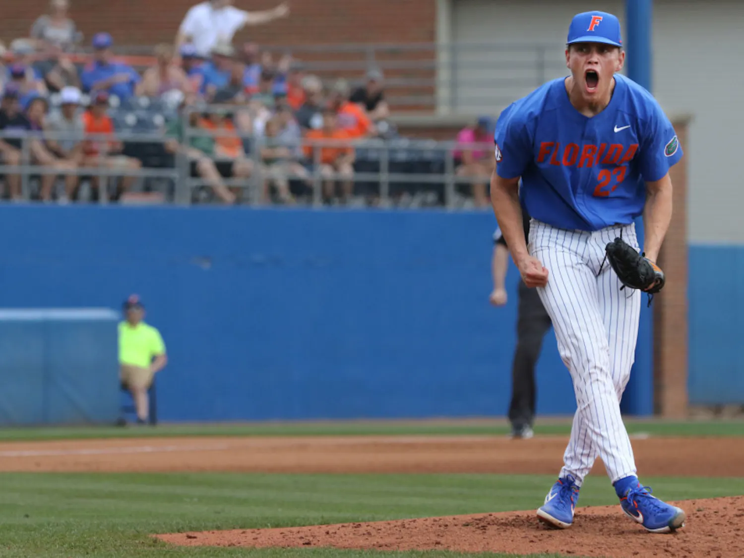 Gators sophomore right hander Jack Leftwich won his third game of the year after pitching six innings Sunday afternoon against Winthrop. He gave up two runs on four hits, struck out five and walked only one.