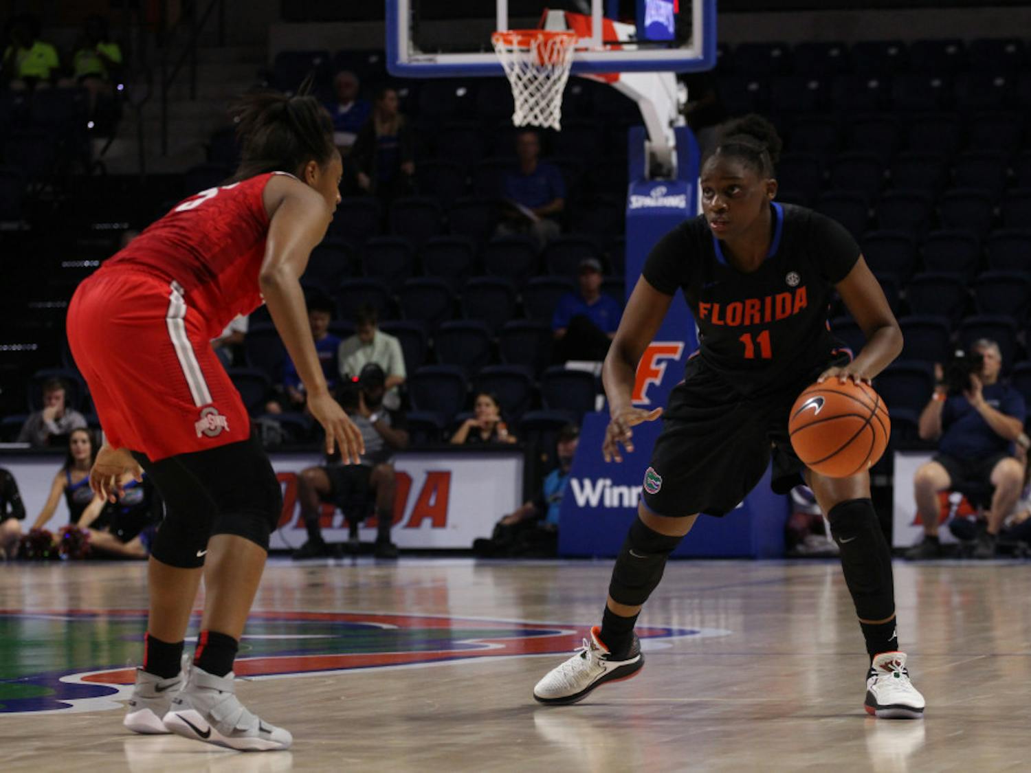 Dyandria Anderson celebrated Senior Day by going 6 of 9 from the field for 16 points while dishing out four assists. 
