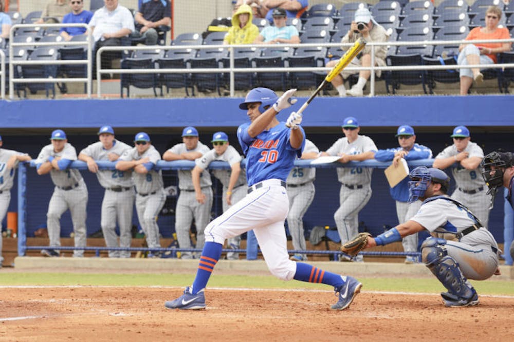 <p align="justify">Senior Vickash Ramjit swings during Florida’s 7-4 loss to Florida Gulf Coast on Feb. 24 at McKethan Stadium. Ramjit is batting .302 with two home runs and 12 RBI this season.</p>