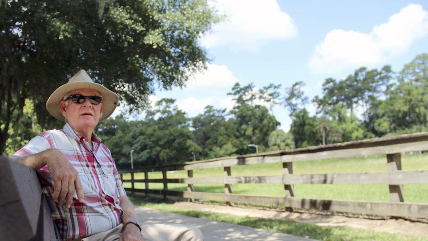 Rod McGalliard, 67, talks about why he doesn't want UF's loblolly pine trees overlooking the golf course to be removed. Nine of the trees will be cut down to increase the amount of sunlight that reaches the turf.