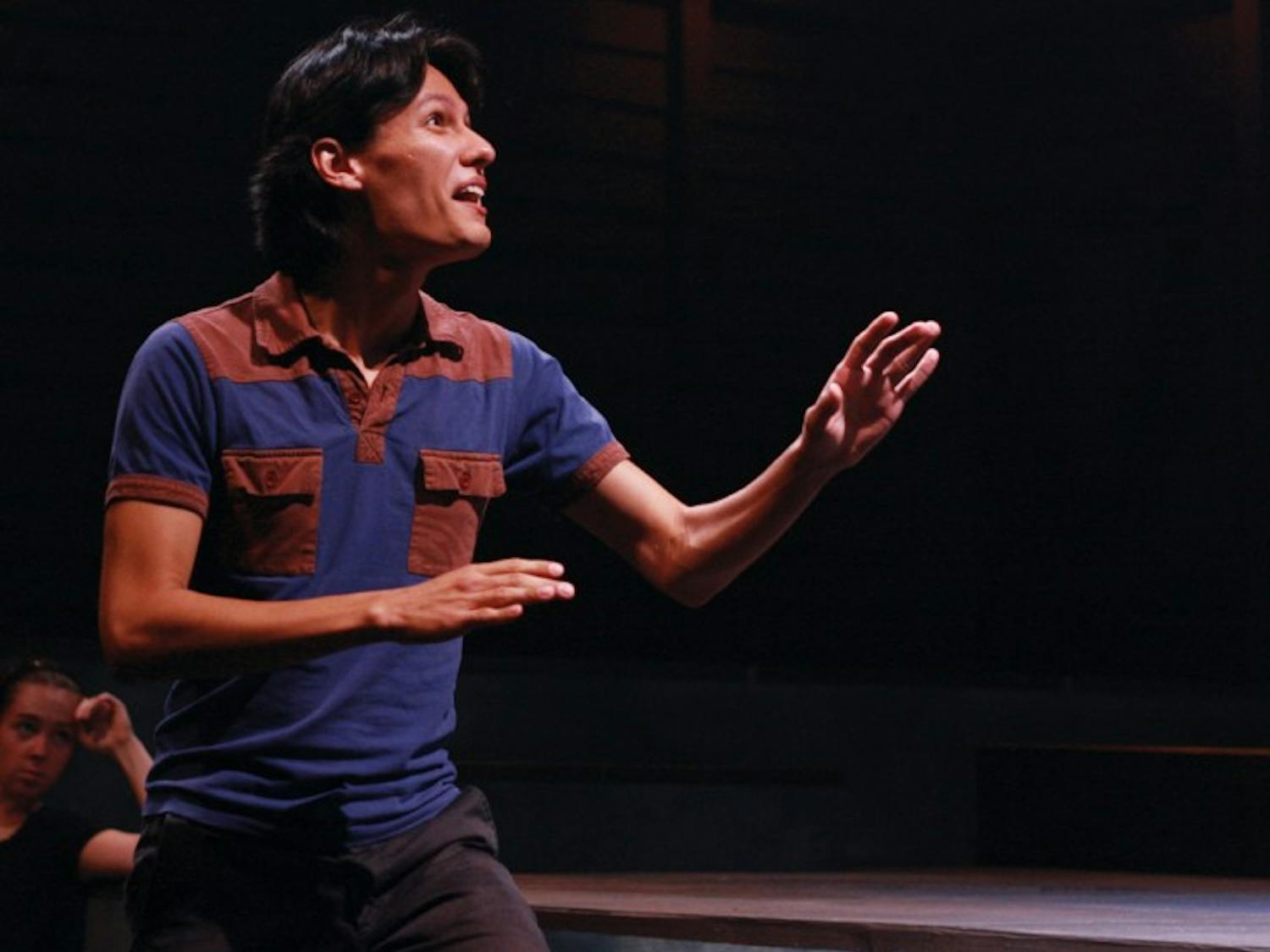 Second-year master of fine arts student Laine Evans Nelson, 23, rehearses for Shakespeare’s “Measure for Measure.” Performances will be in the Nadine McGuire Black Box Theatre.