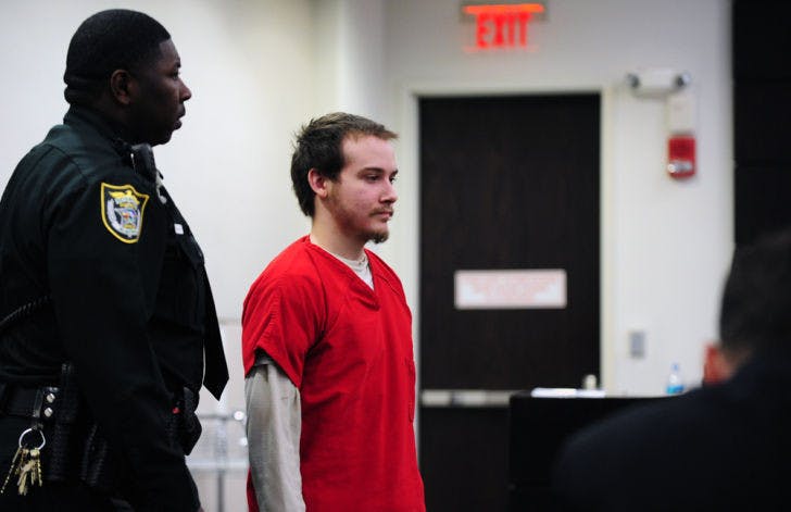 Pedro Bravo walks in for a case management hearing at the Alachua County Courthouse on Tuesday. Another case management hearing was scheduled for April 22.