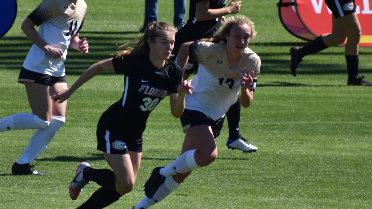 Florida striker Beata Olsson dribbles past a defender Feb. 20 against College of Charleston. The Swedish international scored an early equalizer Monday.